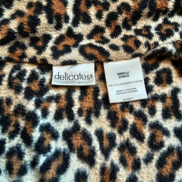 Leopard Print Full Zip Long Cozy Fleece Robe with Pockets Black Brown Tan Size S - Picture 8 of 14